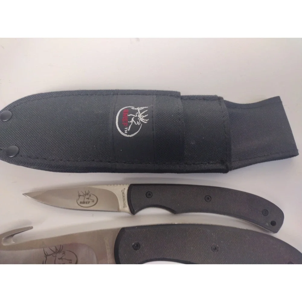 RMEF Browning Model 154 Hunting Knife Set With Sheath Includes 2 Knives NWOB